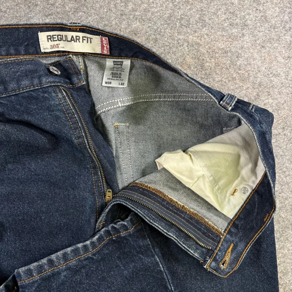 VTG Levi's 505 Regular Fit Dark Wash Denim Jeans Mens 36x32 (36x33) Workwear Y2K